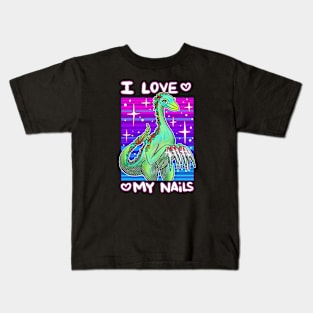 I Love My Nails Dinosaur Kids T-Shirt